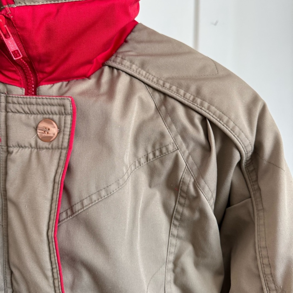 Mainframe Vintage 80s Puffer Skit Coat Tan and Red Womens Size S - Picture 5 of 15
